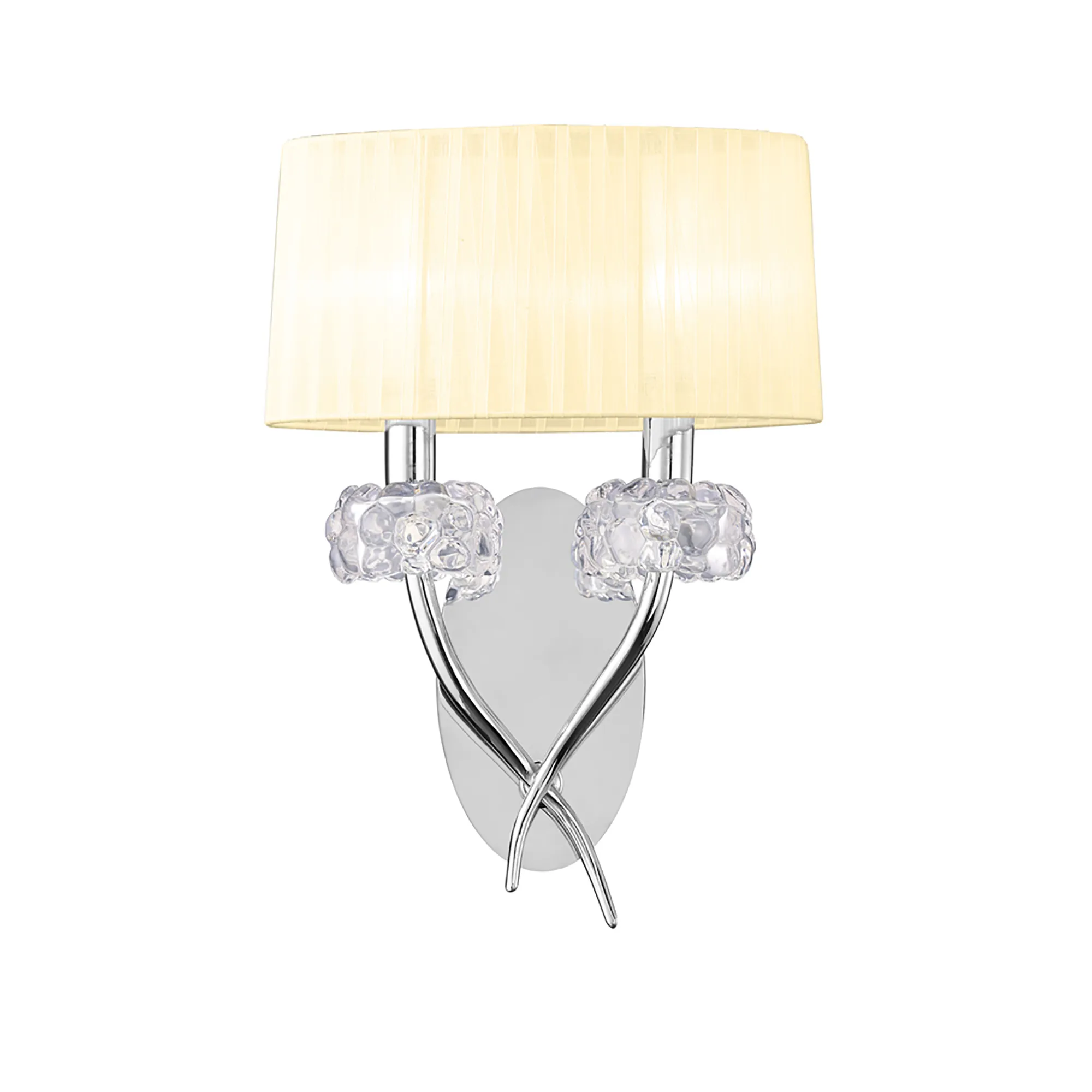 Loewe Polished Chrome-Cream Wall Lights Mantra Armed Wall Lights